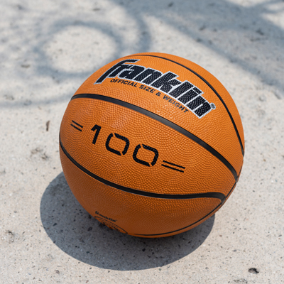 FRANKLIN<sup>&reg;</sup>100 Basketball- Take your game to the next level. Official Size and Weight specifications, 29.5&quot; circumference, Precision Stitched with Grip Rite deep pebble, tacky touch rubber surface for increased grip and control. Long lasting air bladder and extremely durable. 
