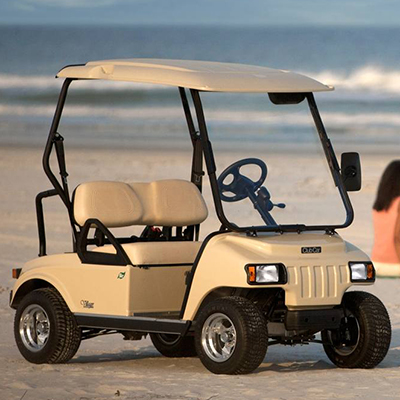 CLUB CAR<sup>®</sup> Villager 2 LSV - This street-legal low-speed vehicle goes from golf course to your local shops with style. Club car has a strong, rust proof aluminum frame, safety-glass windshield and windshield wiper, advanced on-board diagnostics, 3-point seat belts and runs up to 30 miles on one charge.