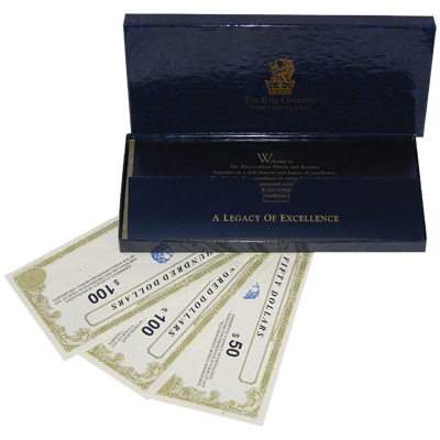 RITZ CARLTON<sup>&reg;</sup> $250 Gift Card - Experience the unique pleasure of The Ritz-Carlton with a hotel gift certificate worth $250.  From a decadent one-night getaway to a week-long tropical escape, this gift certificate will get you started on your much-needed vacation.